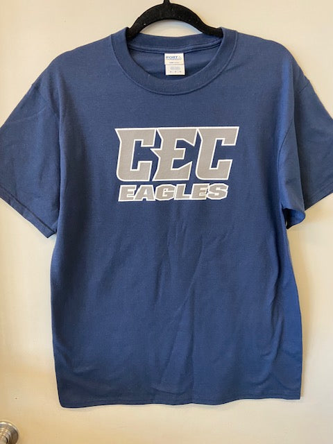 Navy 50/50 Tee-Gray CEC Eagles