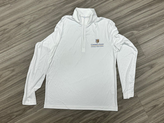 White 1/4 Zip Long Sleeve Dry Fit