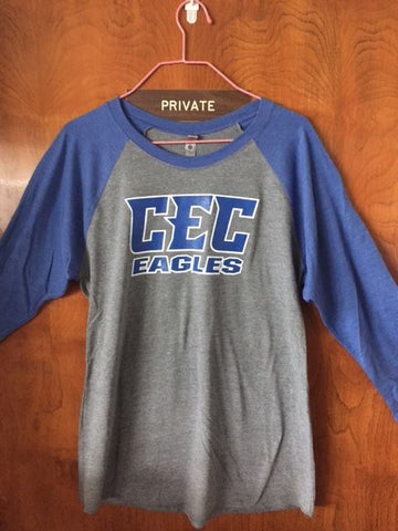 CEC Eagles Full Front Logo Raglan Shirt Royal/Gray