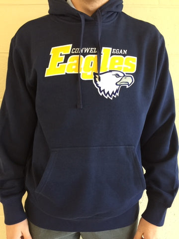 Eagles Hoodie/Tackle Twill-Navy and Gold Logo